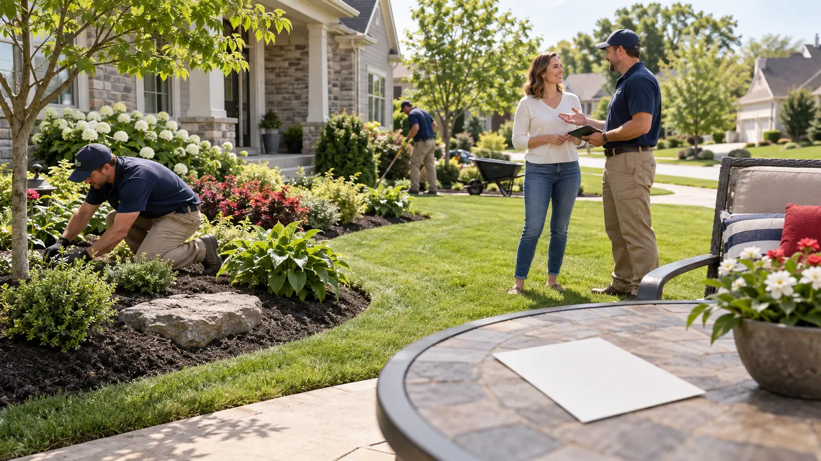 Omaha landscaping crew improving a residential yard