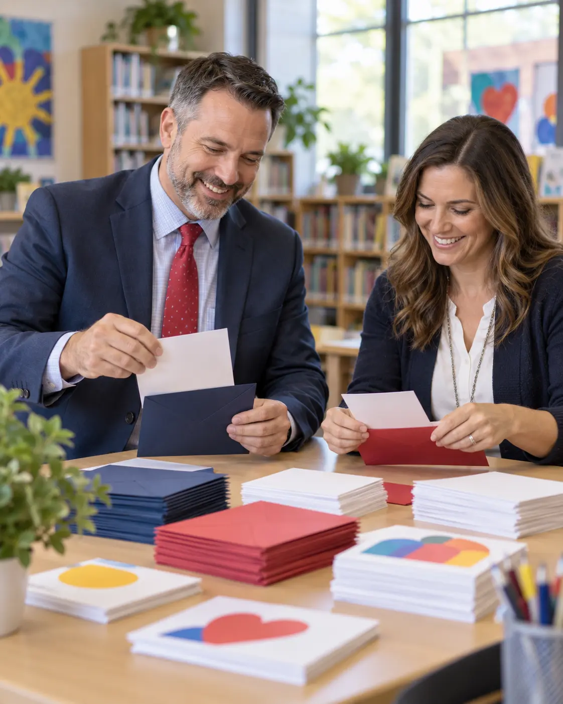 Omaha school staff preparing family outreach mail