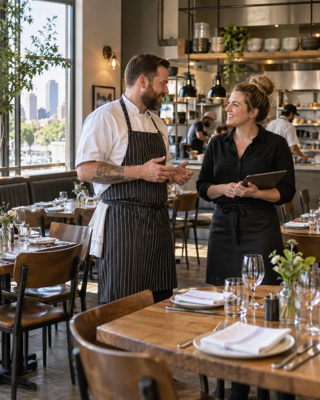 Omaha restaurant owner and chef preparing for dinner service