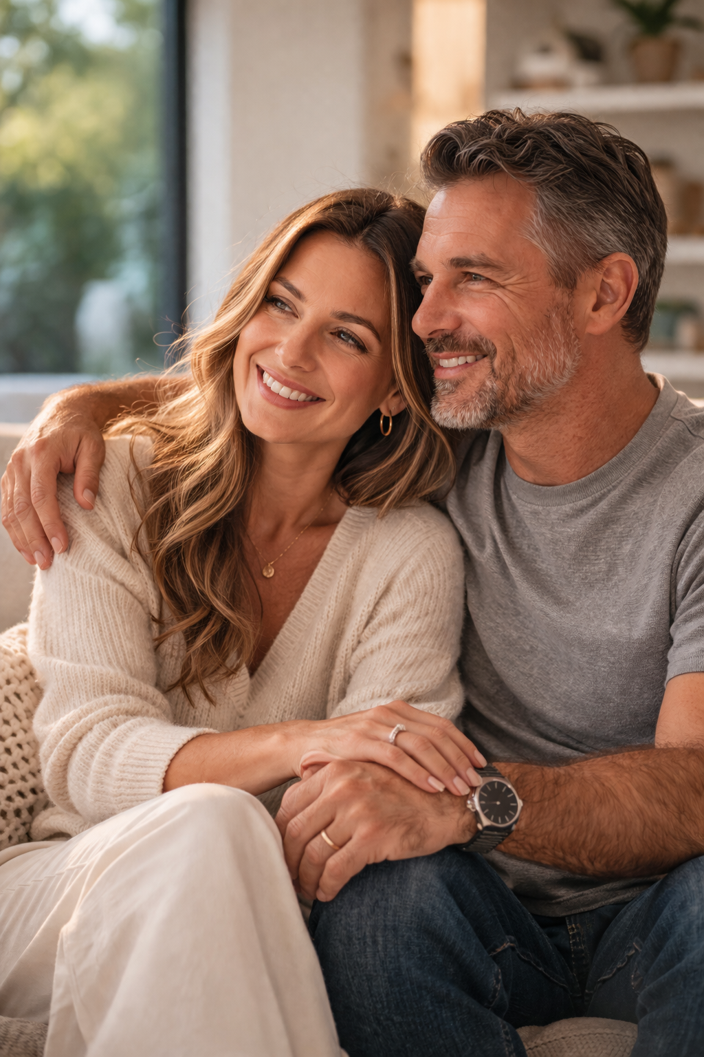 Healthy confident couple feeling connected