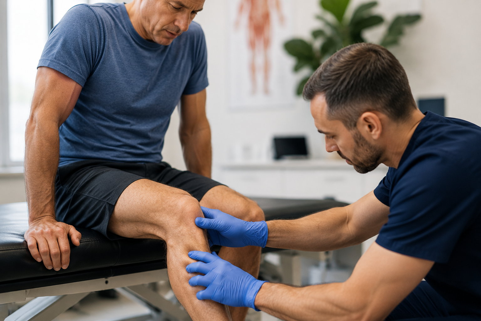 Patient with nerve pain receiving evaluation