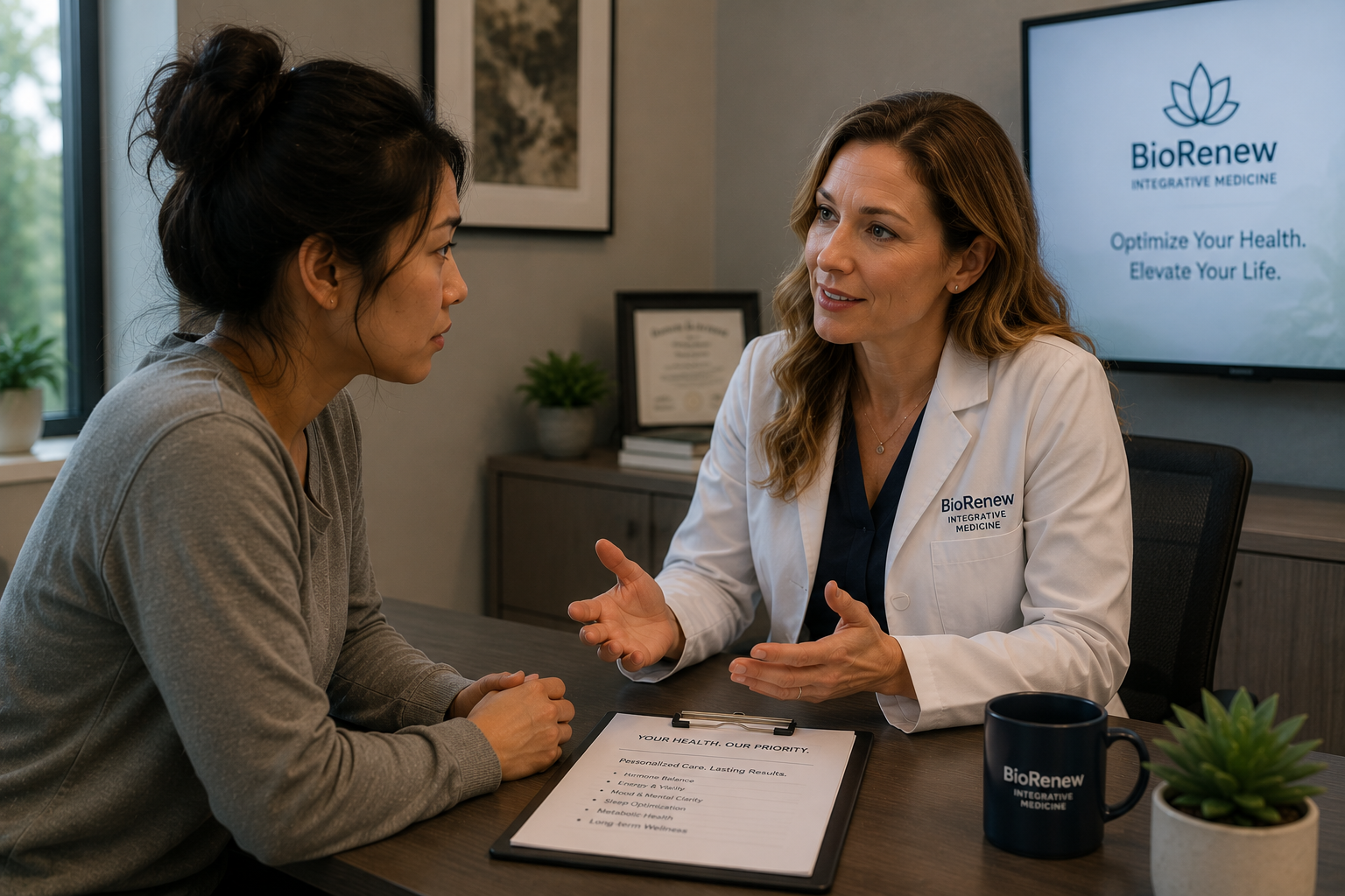 Patient discussing anxiety stress and nervous system health with provider