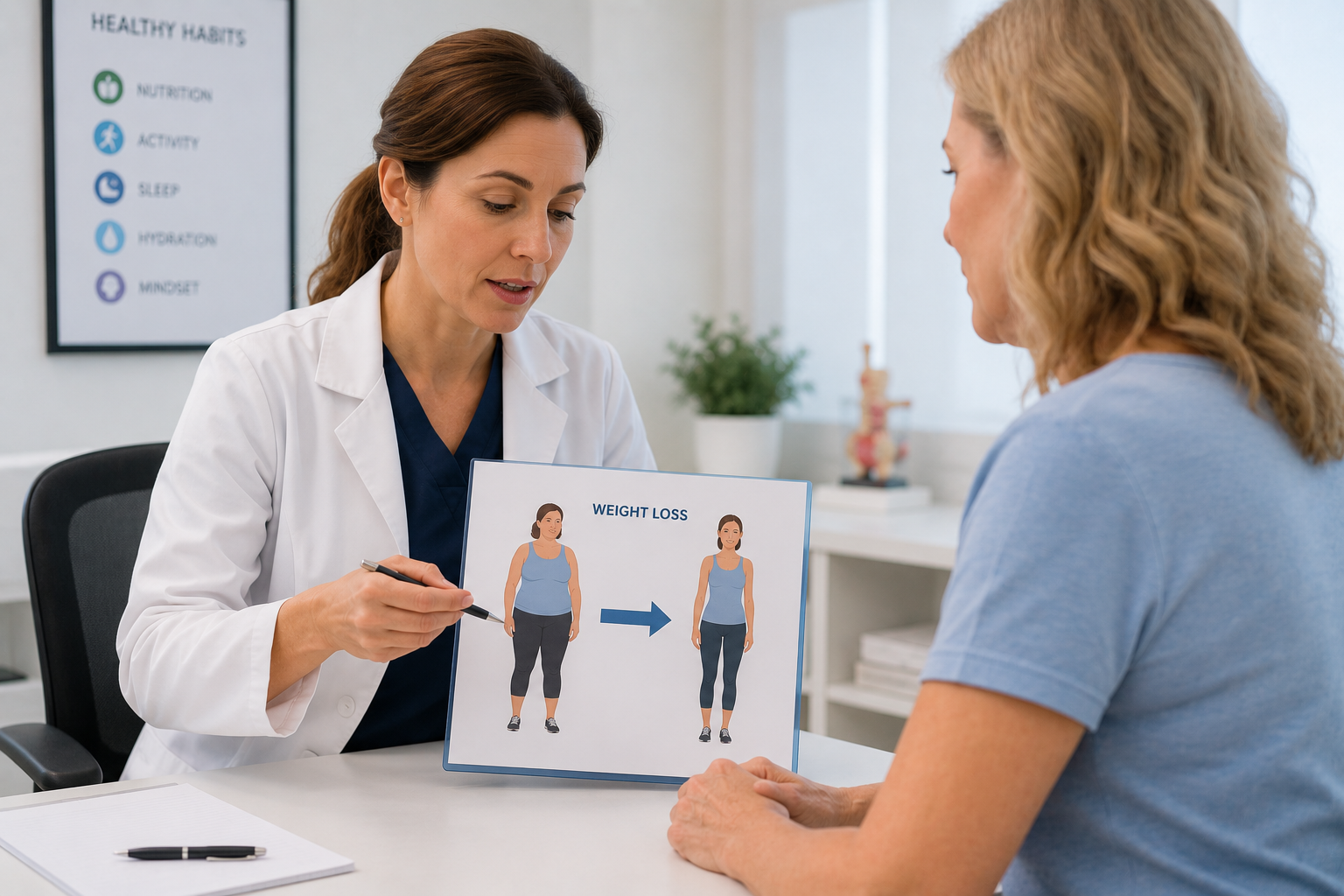 Patient discussing weight gain and metabolic health with provider
