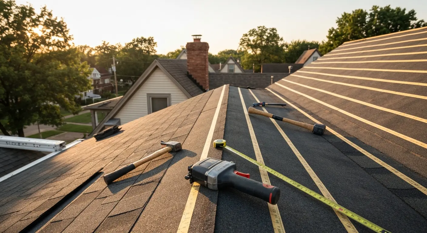 Roof replacement in progress