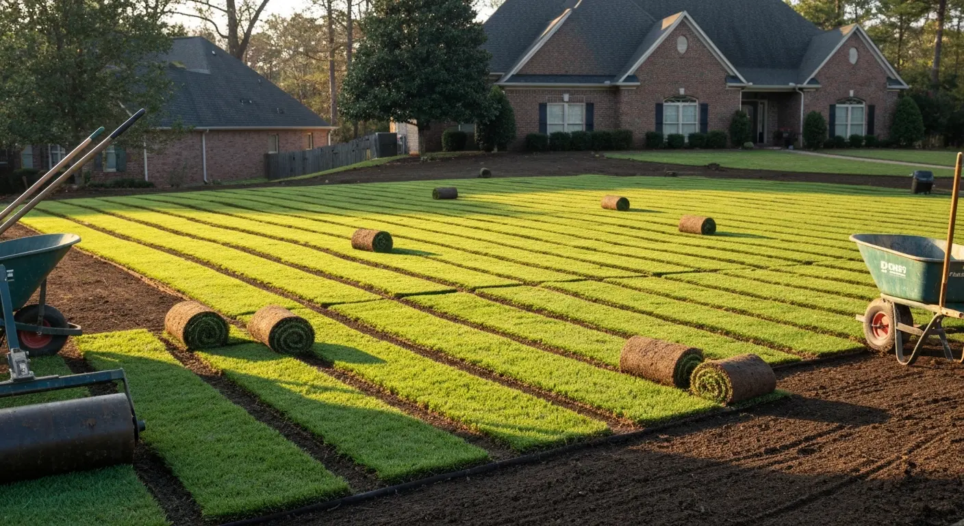 Sod installation and lawn grading