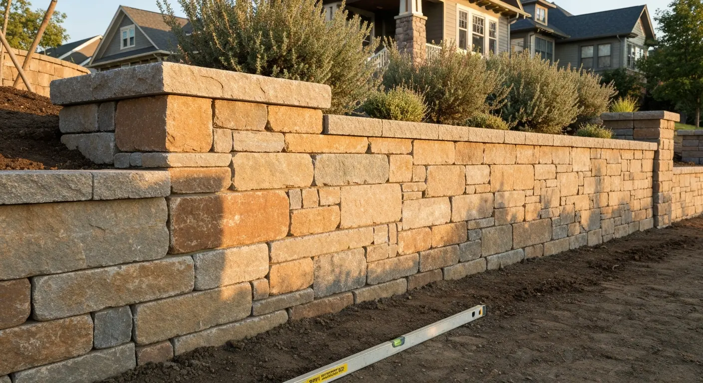 Stone retaining wall