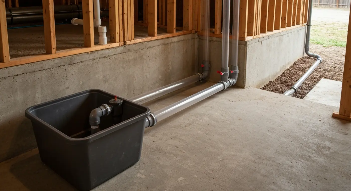 Sump pump and discharge installation