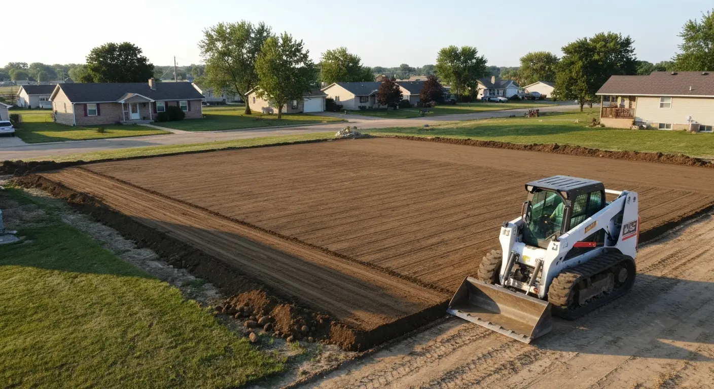 Skid steer loader on job site