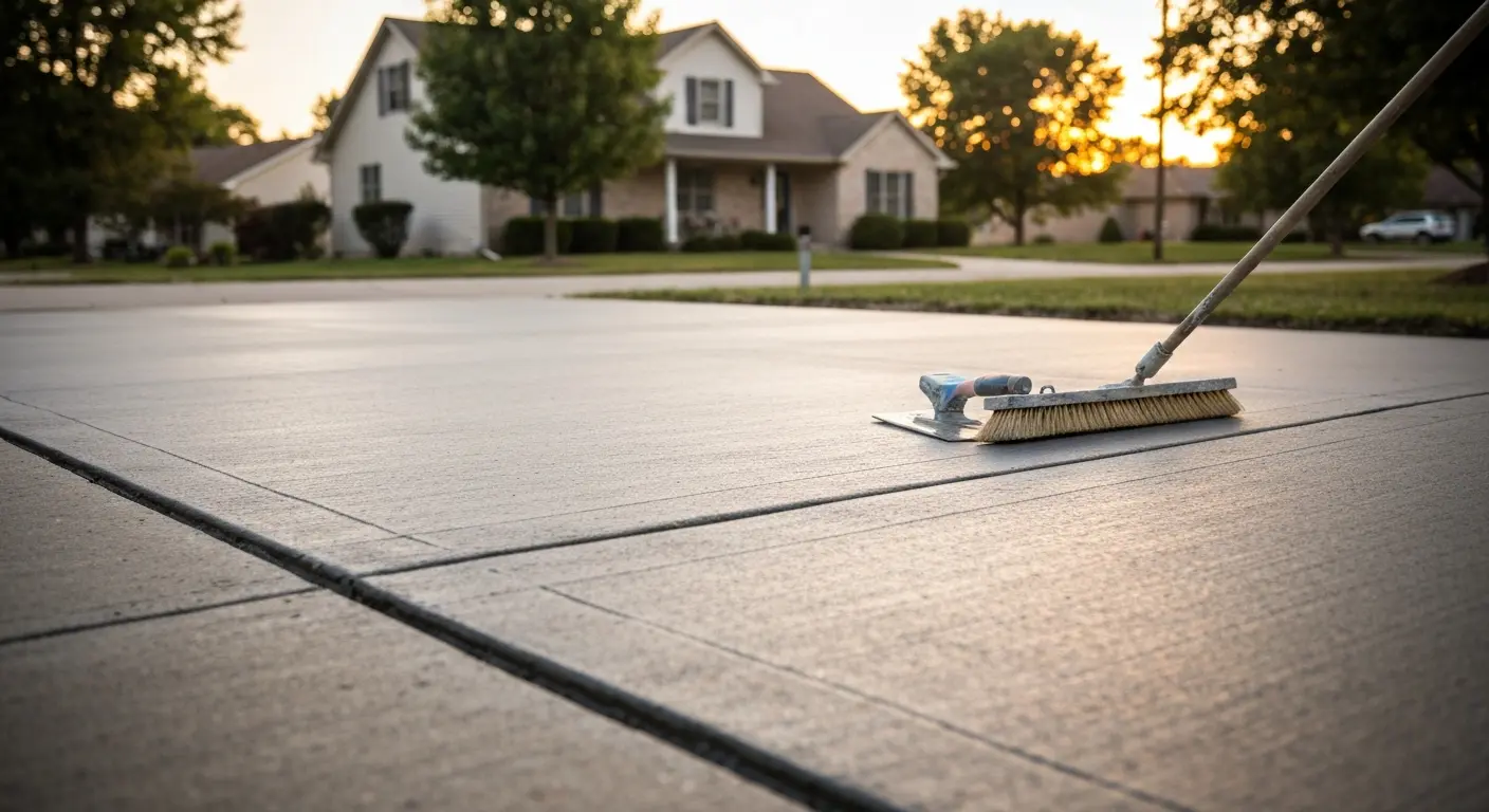 New concrete driveway installation