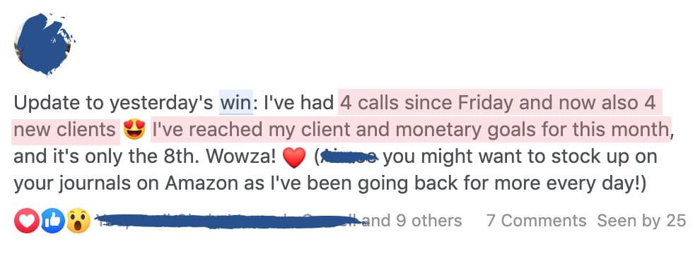 I've reached my client and monetary goal for this month