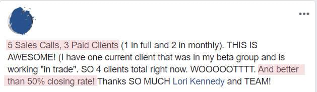 3 paid clients (1 in full and 2 monthly)