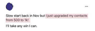 I just upgraded my contacts from 500 to 1k!