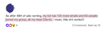 120 more emails and 60 people joined my group