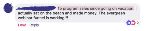 15 program sales since going on vacation