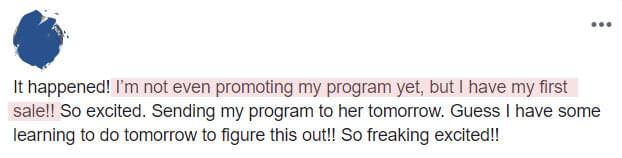 I'm not even promoting my program yet, but I have my first sale!!