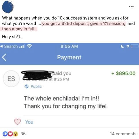 What happens when you do 10K Success System and asks for what you're worth