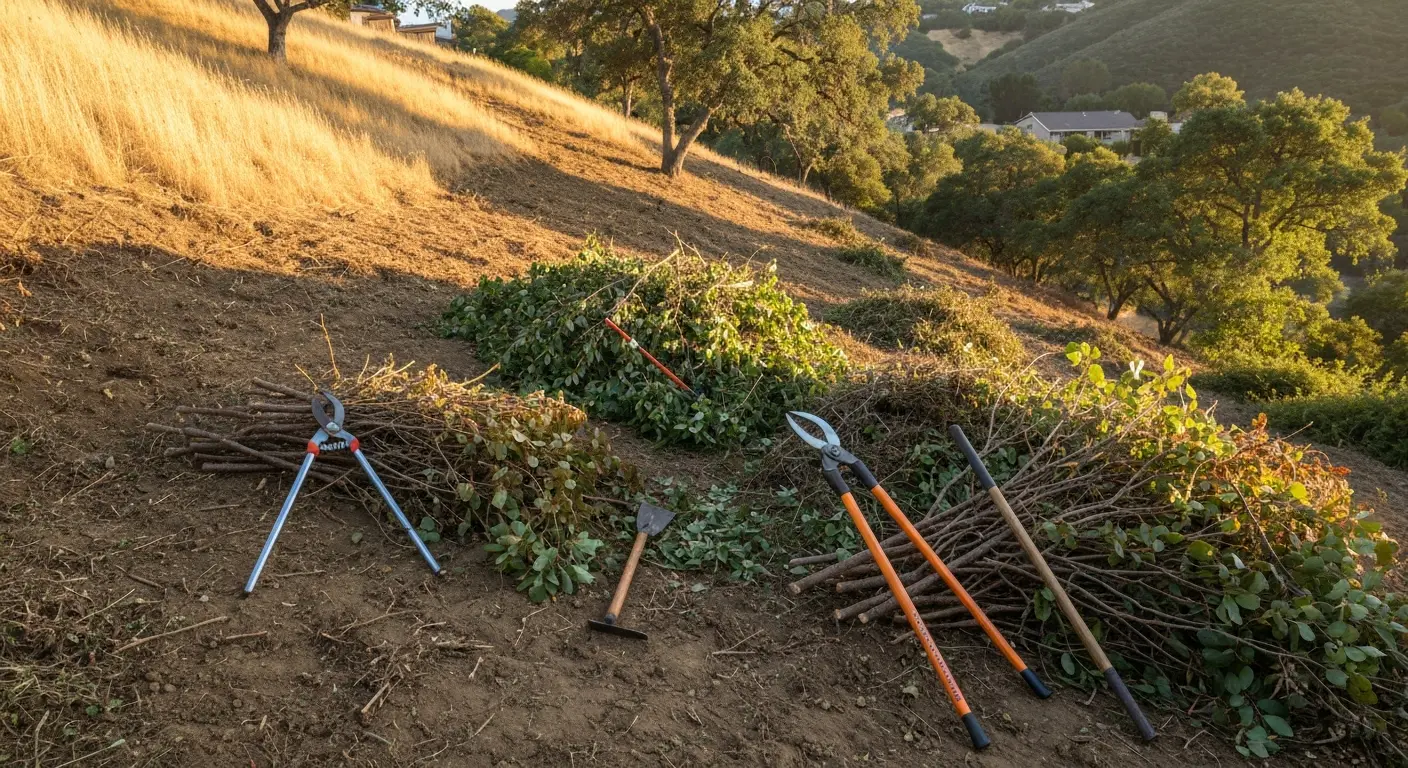 Hillside poison oak removal on slopes