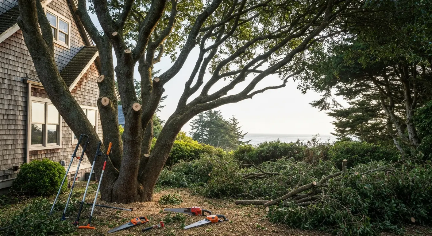 Trimmed coastal trees