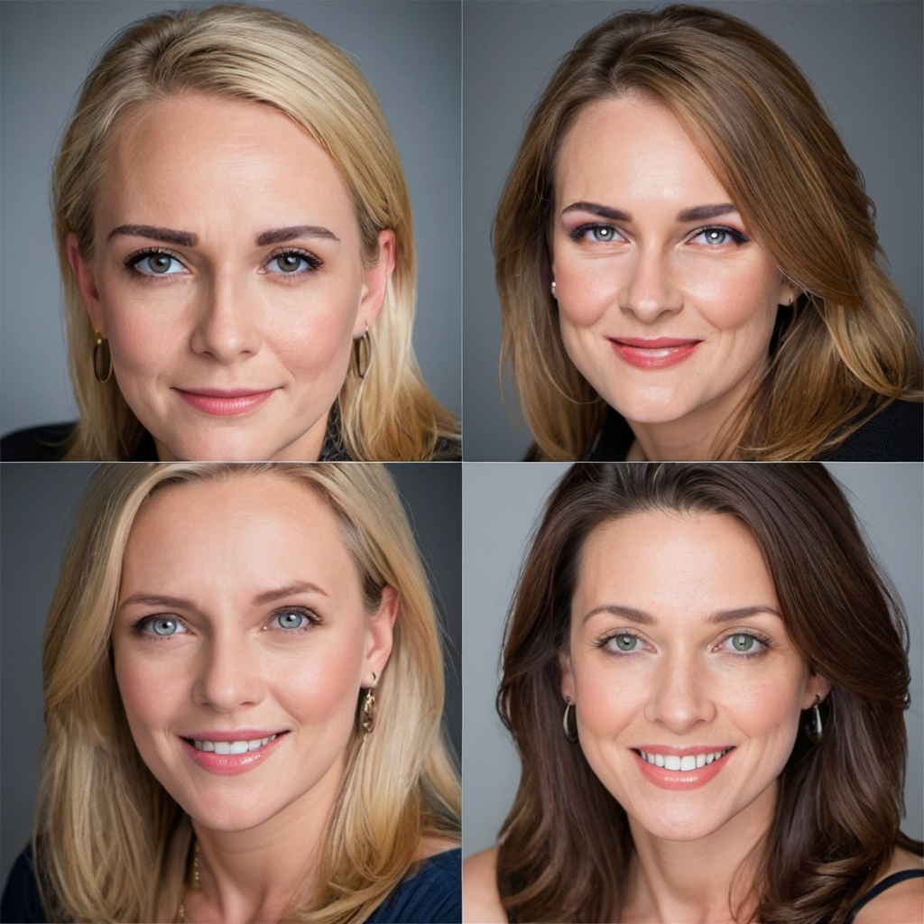 Variety of studio headshot looks and backgrounds