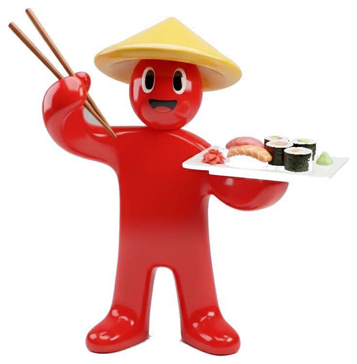 Nori servindo um prato de sushi