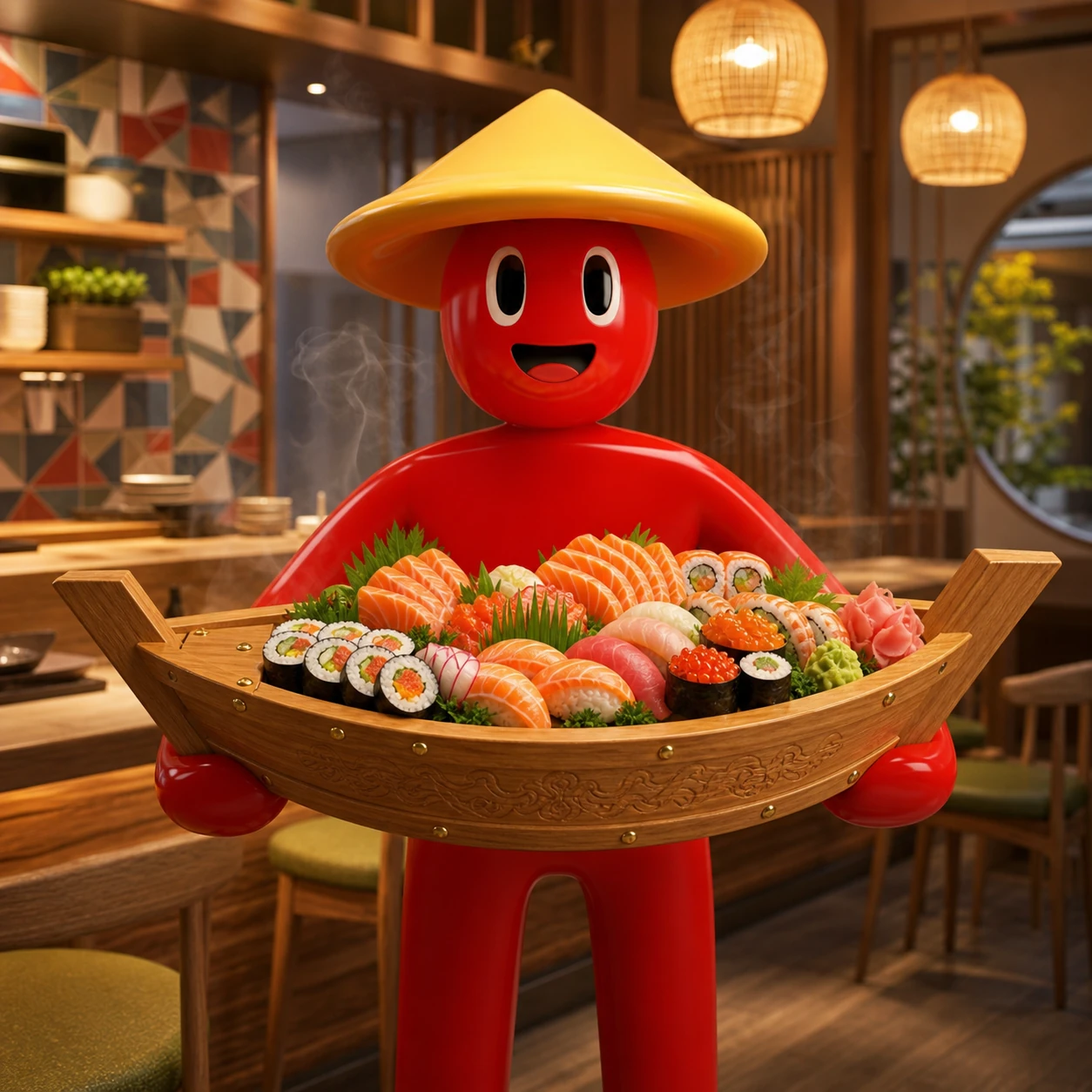 Nori apresentando um combinado de sushi