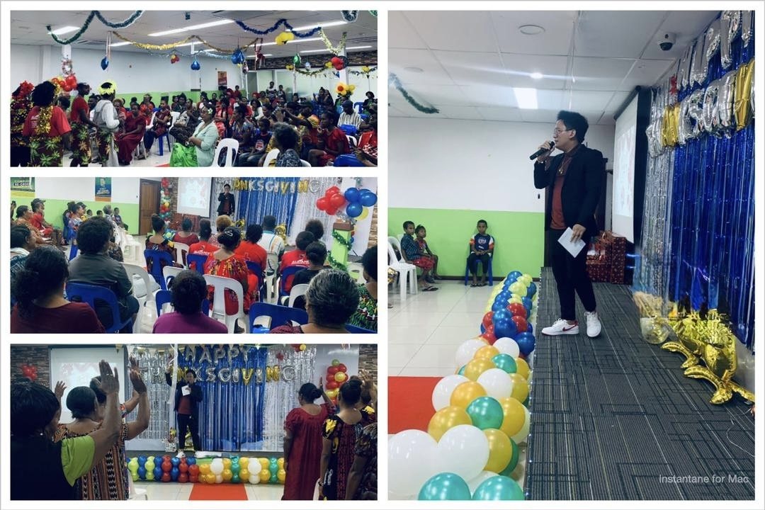 A collage of a live event