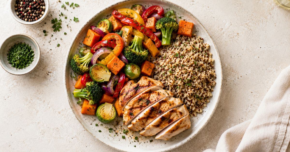 Assiette équilibrée simple et gourmande pour bien manger après 40 ans