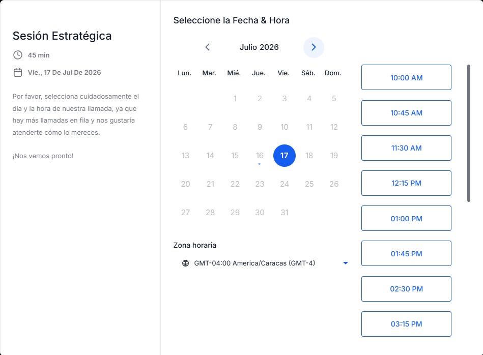 Calendario de citas con recordatorios automáticos