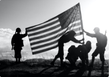 American flag raised during the post–World War II era
