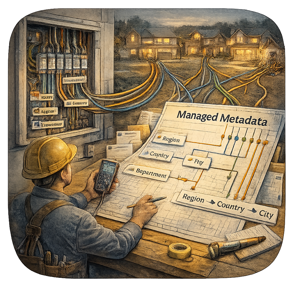 Electrician reviewing managed metadata blueprint powering connected homes consistently. Electrician reviewing managed metadata blueprint powering connected homes consistently.