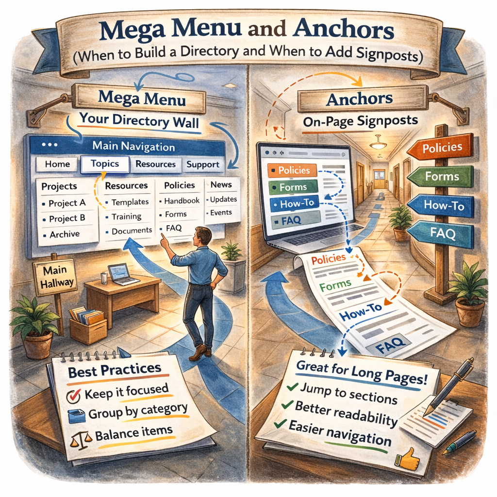 Image of hallway with a clear directory and path to rooms. Image of hallway with a clear directory and path to rooms.