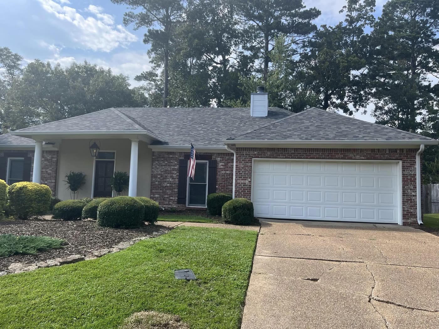 New shingle roof on a brick ranch home
