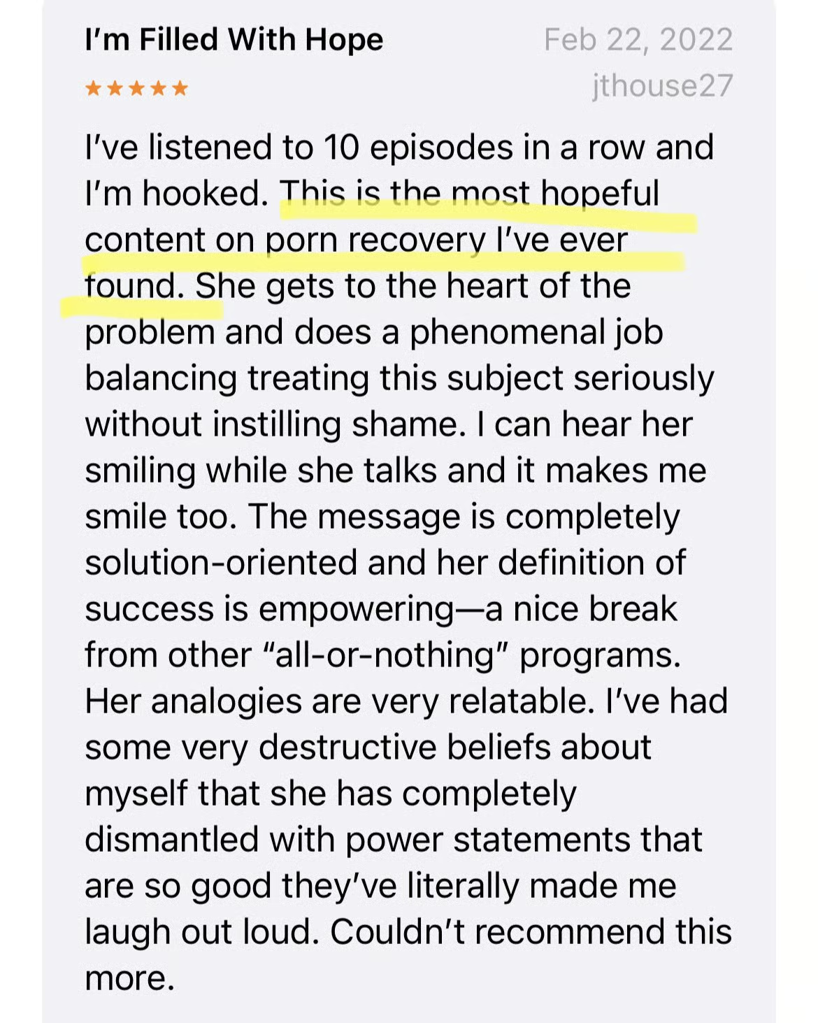 Testimonial: I'm Filled With Hope
