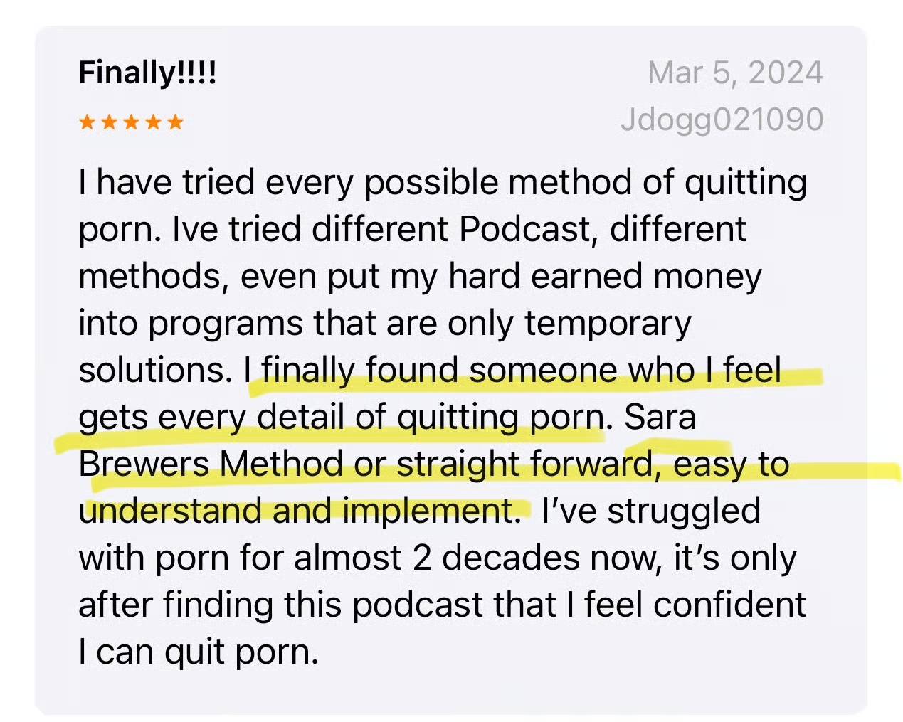 Testimonial: Finally!!!!