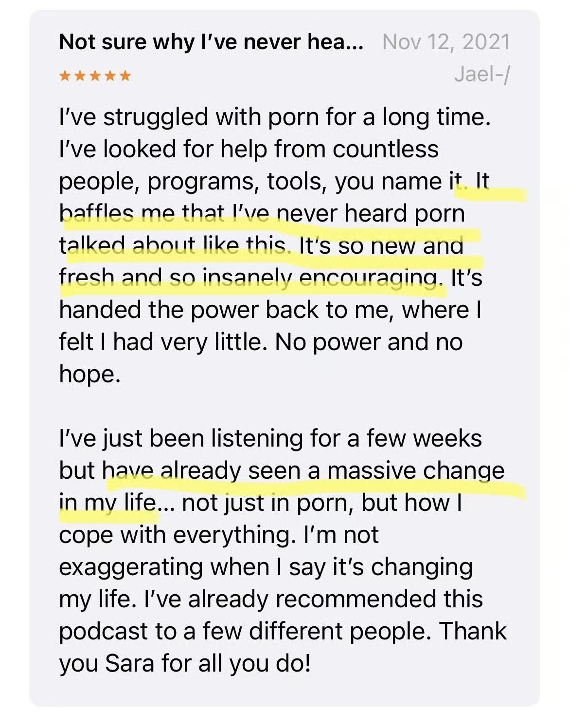 Testimonial: insanely encouraging