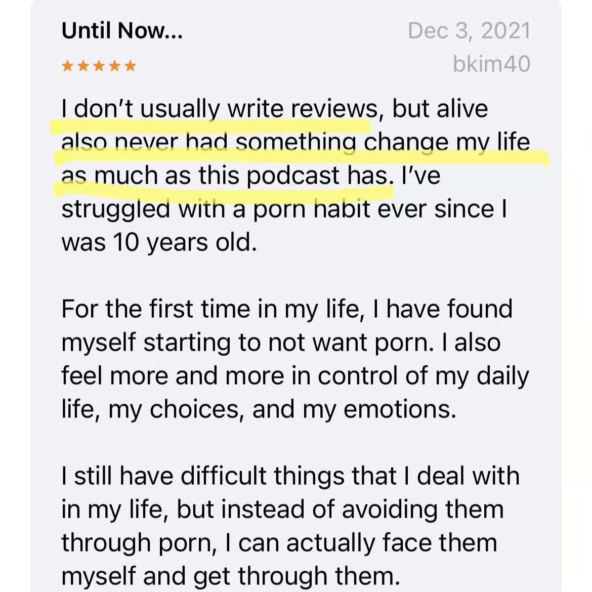 Testimonial: Until Now