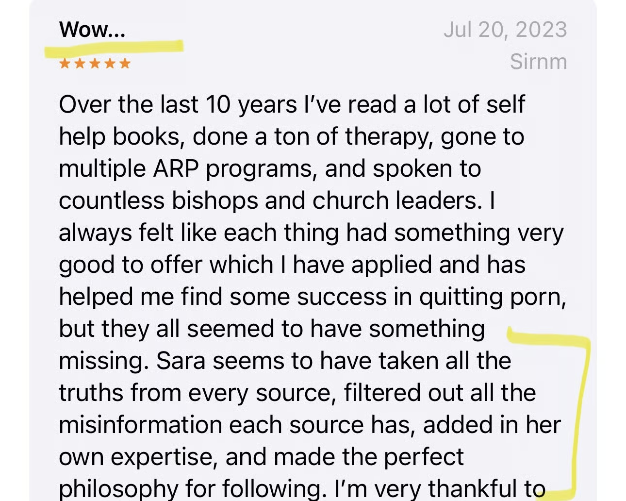 Testimonial: Wow