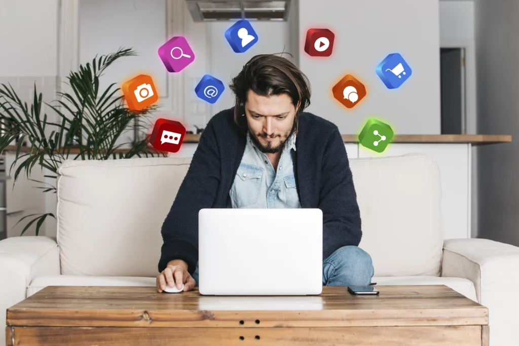 Social media marketing concept with mobile applications - TSG Group Digital Marketing New York