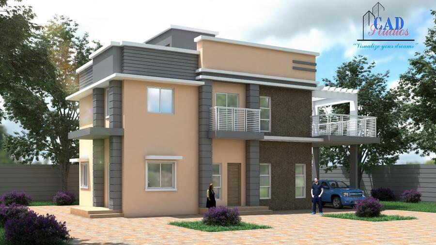 Modern villa exterior render