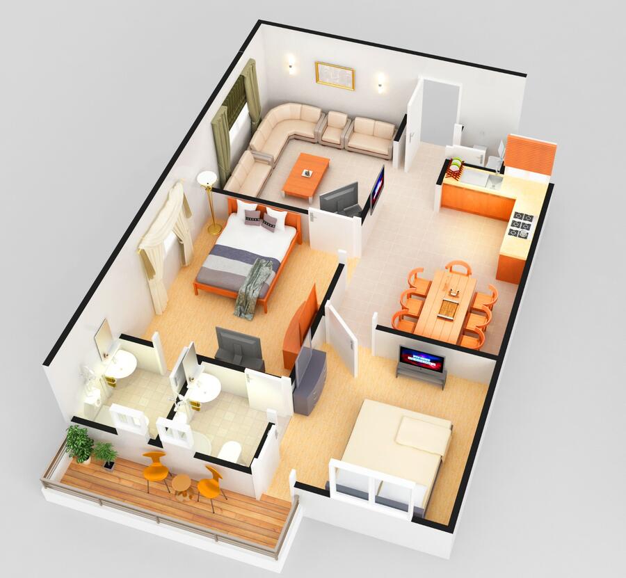3D floor plan cutaway