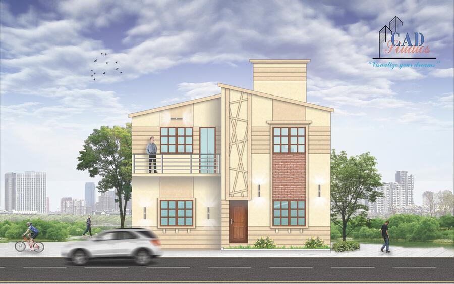 Duplex elevation render