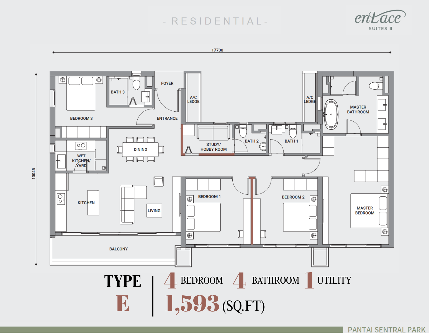Enlace Type E Layout 1593sf