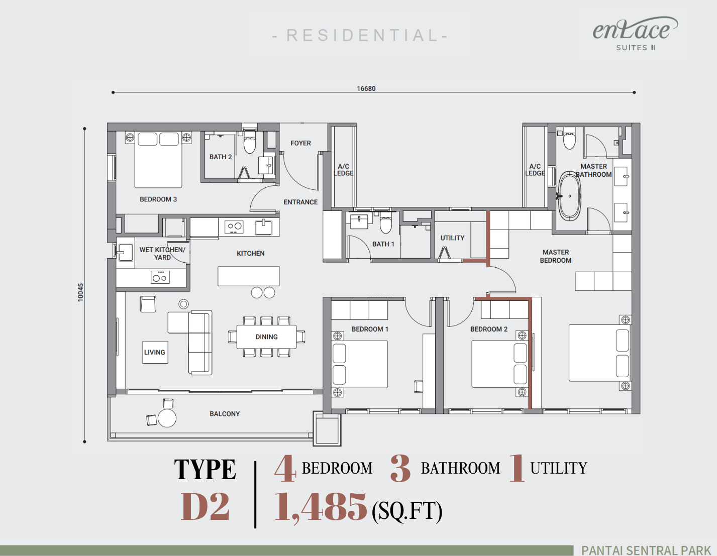 Enlace Type D2 Layout 1485sf