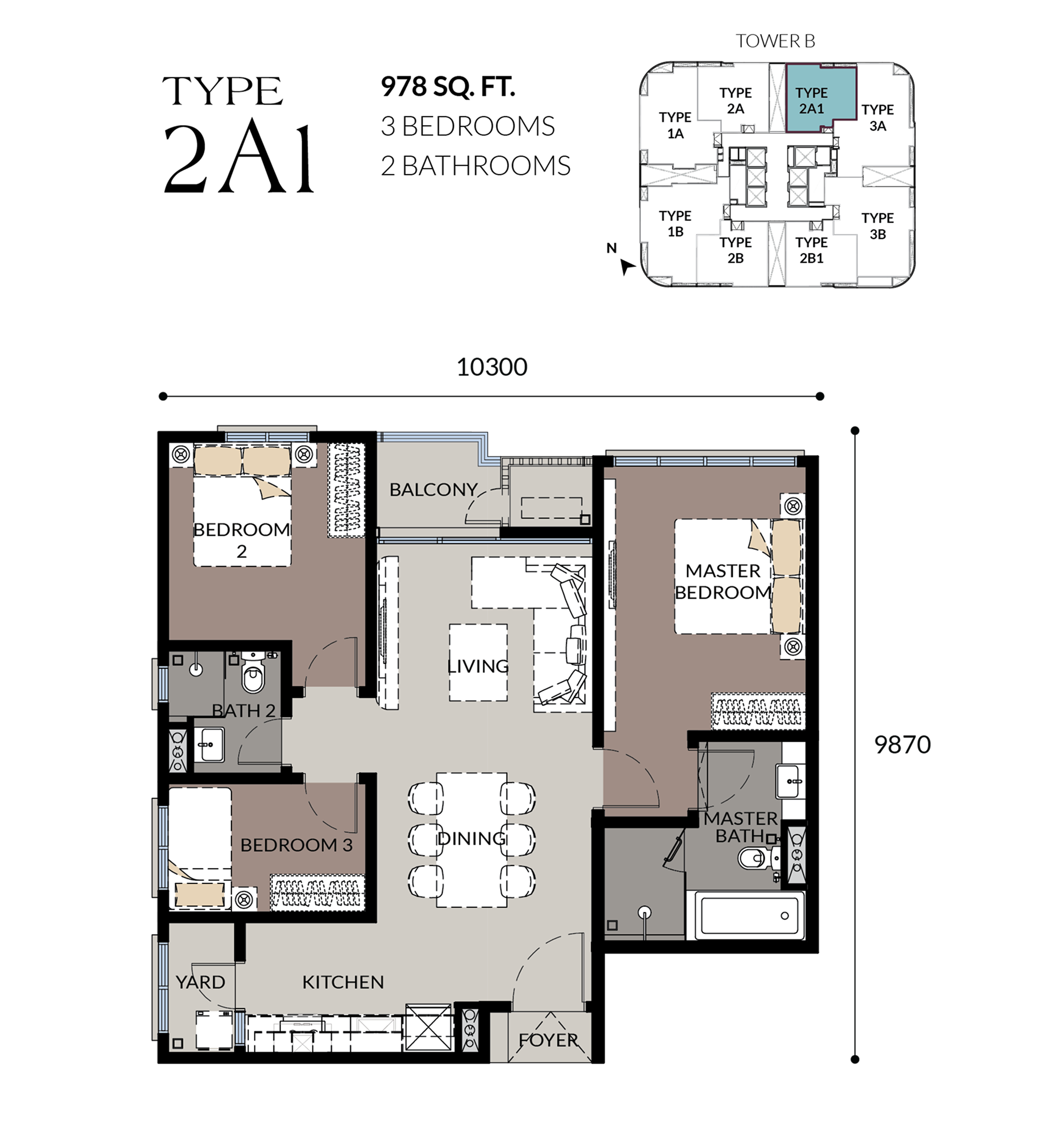 Bangsa Hill Park 3 rooms layout