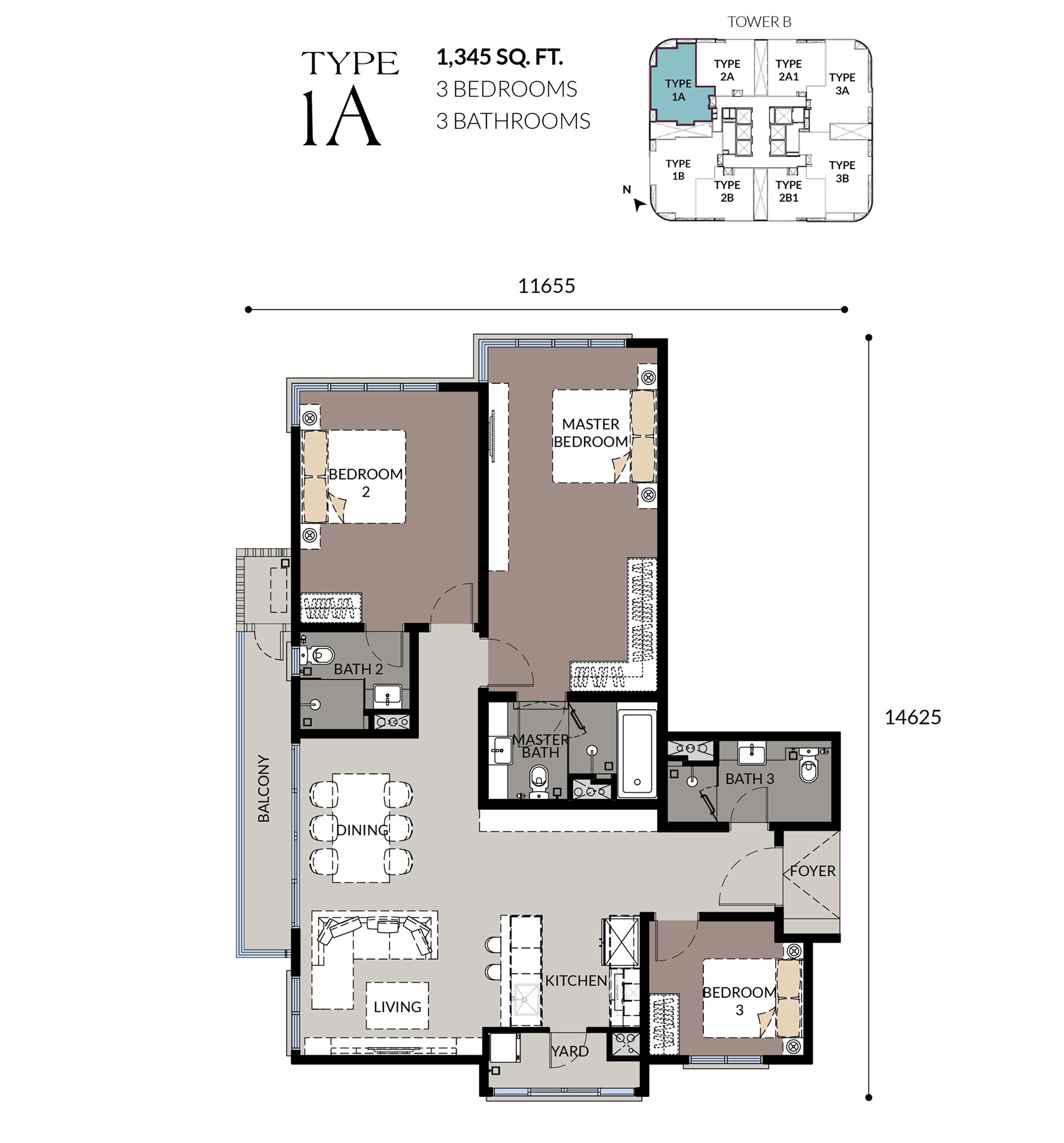 Bangsa Hill Park 3 rooms layout