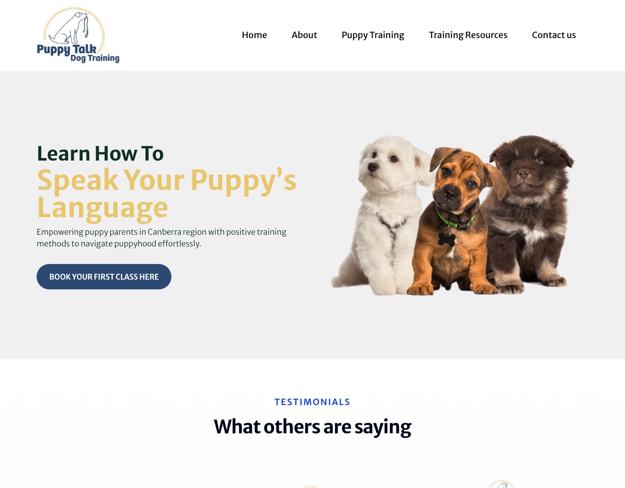 Puppy Talk website design by DigiWoof