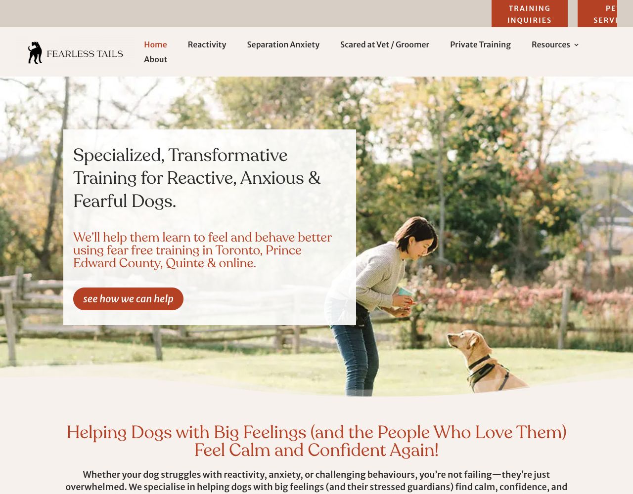 Fearless Tails website design by DigiWoof