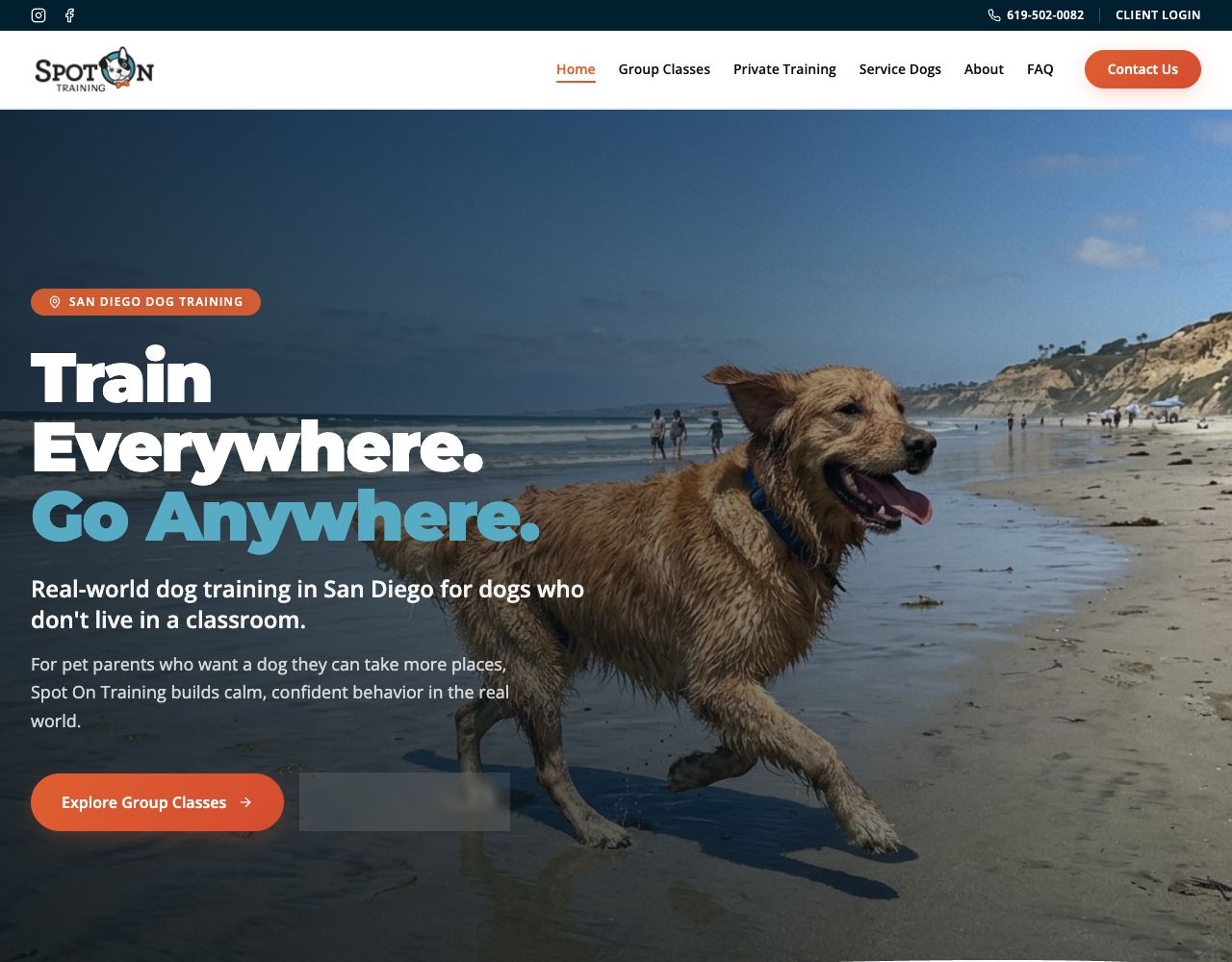 Spot On Training website design by DigiWoof