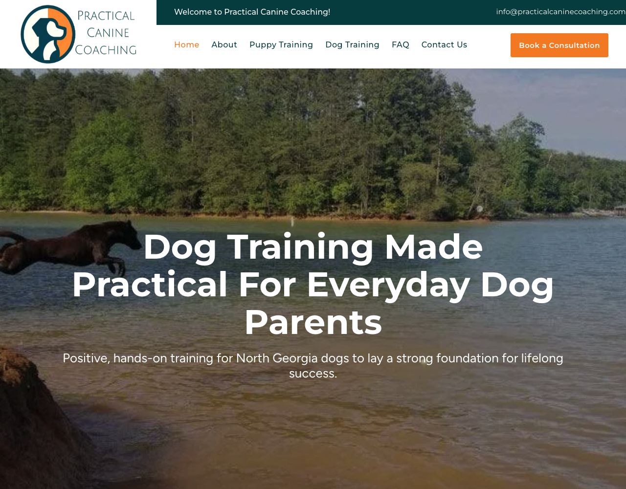 Practical Canine Coaching website design by DigiWoof