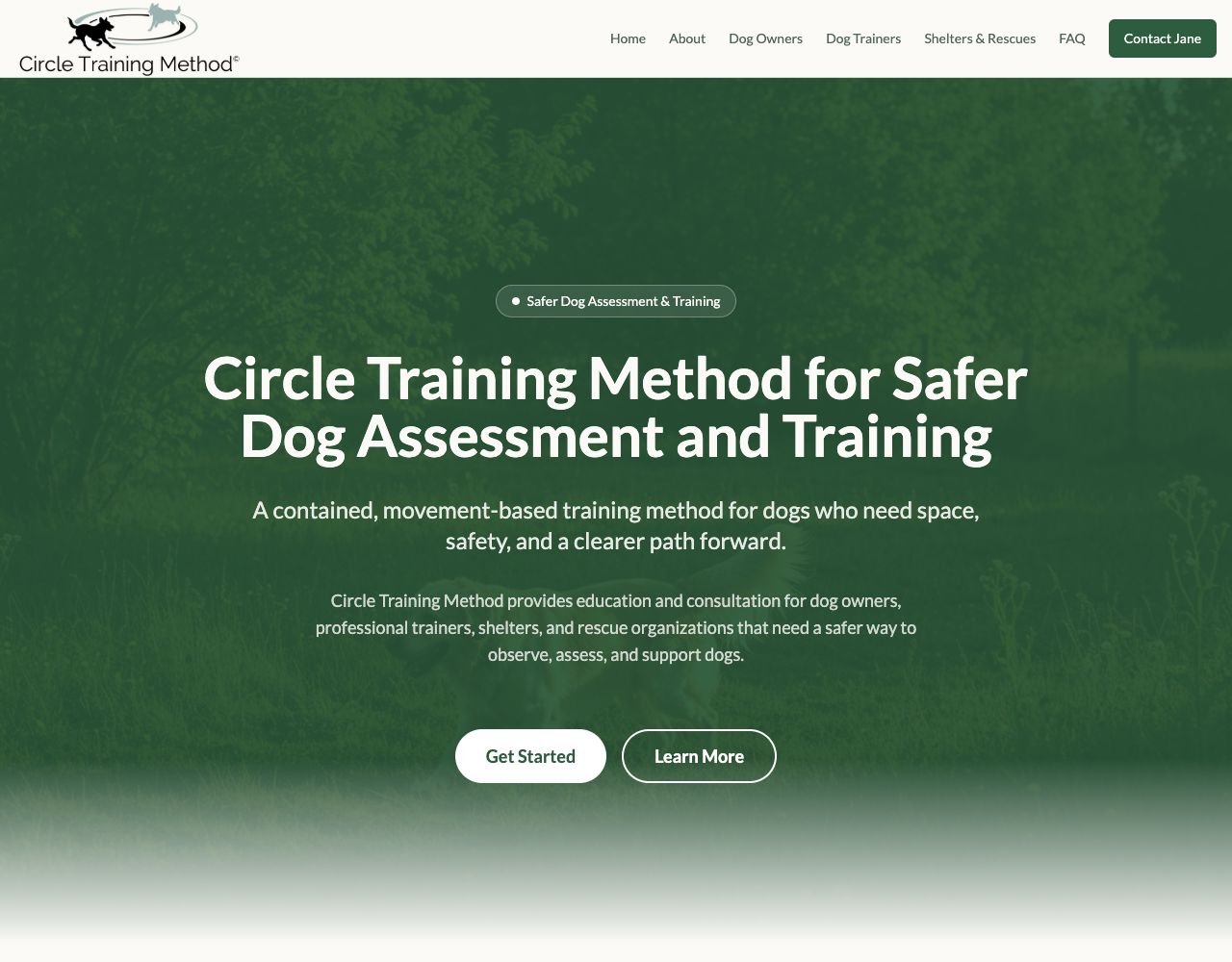 Circle Training Method website design by DigiWoof